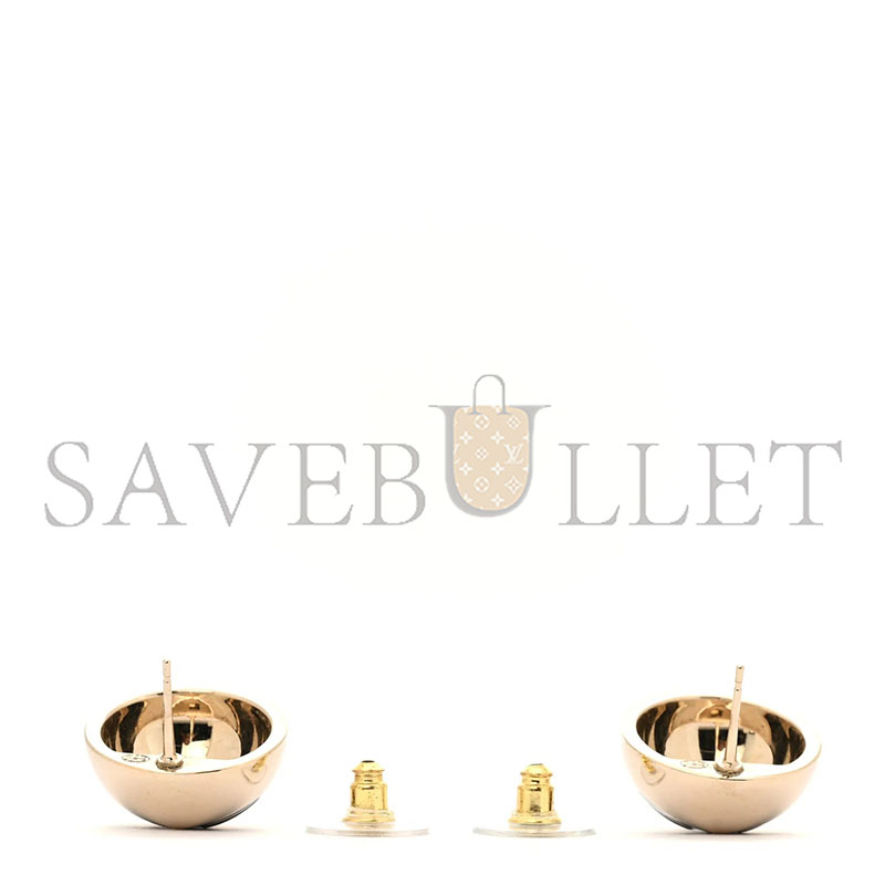 Ch**el metal enamel cc round dome earrings gold black
